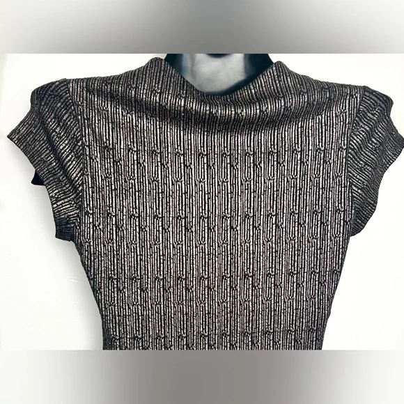 Stella Luce Metallic Ribbed Cap-Sleeve Midi Dress *NWOT - Picture 11 of 14